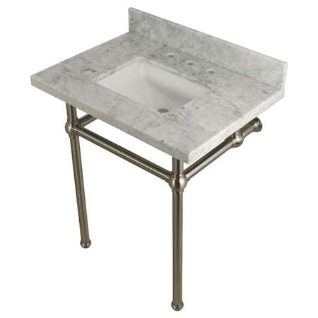 Kingston Brass 30X22 Marble Vanity Top W/ Brass Feet Combo, Marble/ Nickel KVPB30MBSQ8